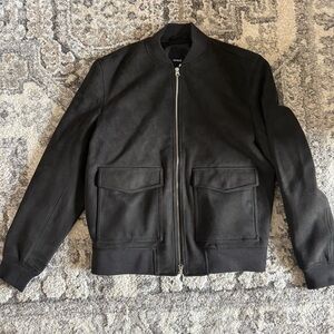 Express Black Bomber Jacket with Front Flap Pockets